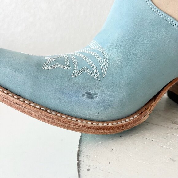 Stylish Cream and Blue Heeled Boots - Picture 7 of 12